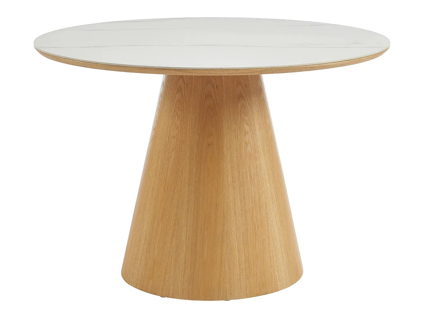 Mesa de comedor para 4 personas en cerámica y chapado - Efecto mármol blanco y natural - ANTALIZA