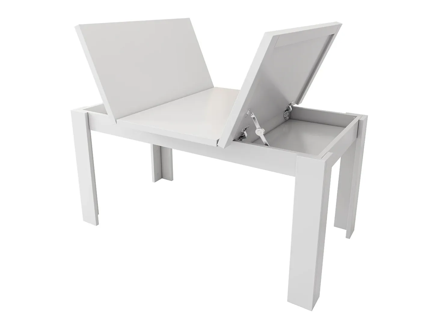 Mesa de comedor para 6 personas 120x70cm en MDF con almacenaje oculto, color blanco