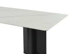 Mesa de comedor para 8 personas en cerámica y MDF - Efecto mármol blanco y negro - SINAN