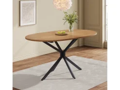 Mesa de comedor para 4-6 personas, 120x80cm, fabricada en MDF con patas cruzadas, acabado imitación madera - Color madera