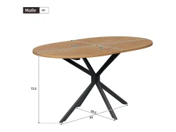 Mesa de comedor para 4-6 personas, 120x80cm, fabricada en MDF con patas cruzadas, acabado imitación madera - Color madera