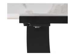Mesa de comedor para 6 personas 140x75cm en MDF con patas regulables, chapa de mármol blanco con pata negra