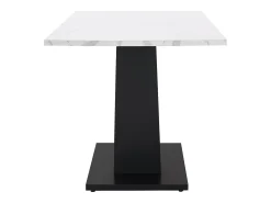 Mesa de comedor para 6 personas 140x75cm en MDF con patas regulables, chapa de mármol blanco con pata negra
