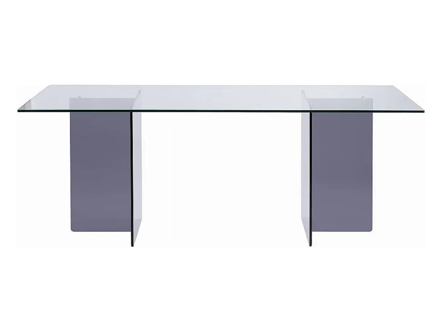 Mesa de comedor para 8 personas de vidrio templado - Transparente y antracita - BYLENA