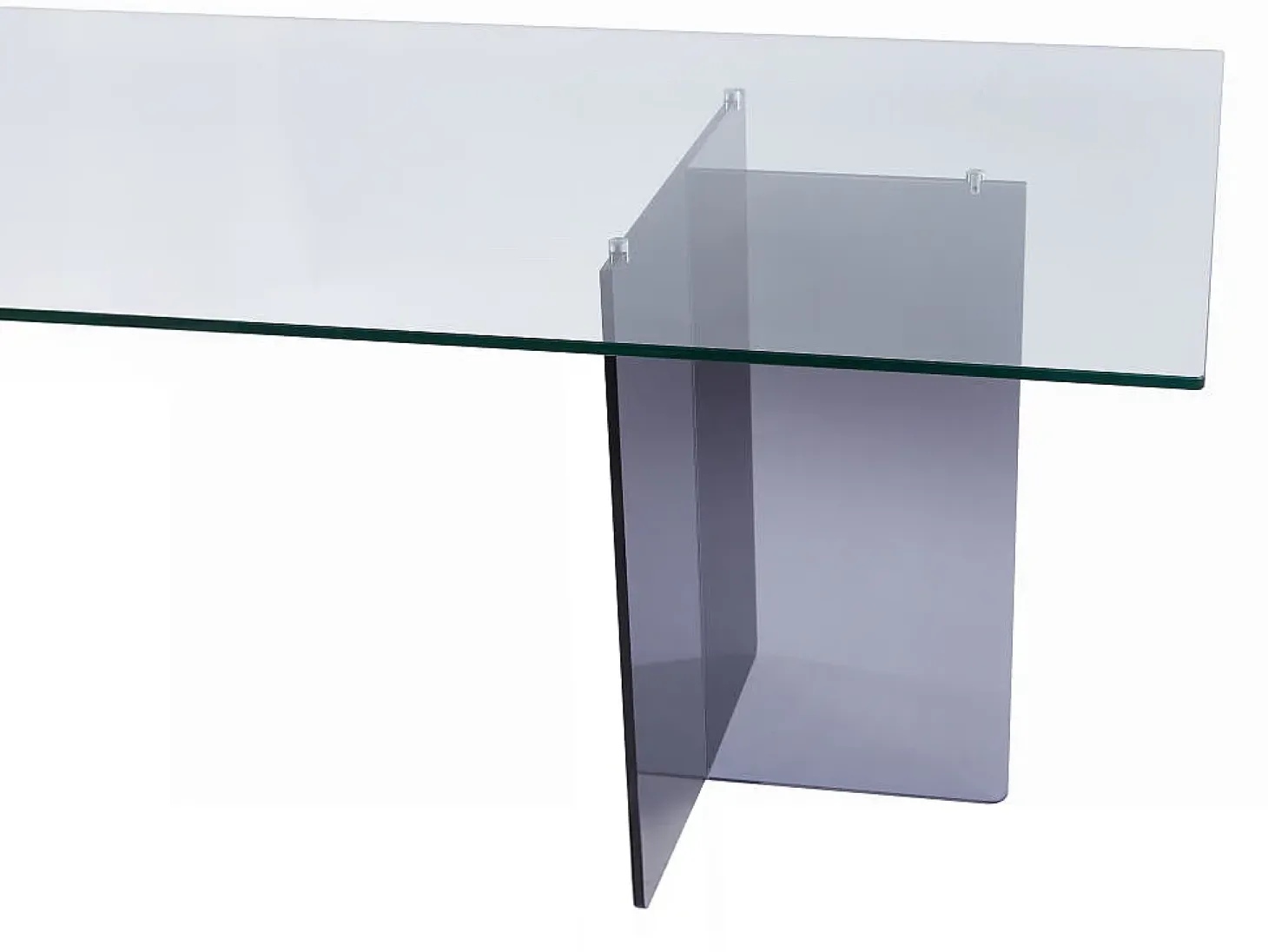 Mesa de comedor para 8 personas de vidrio templado - Transparente y antracita - BYLENA