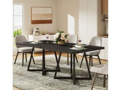 Mesa de comedor para 4 personas, estilo moderno, estructura metálica resistente, mesa de cocina de 80 x 80 x 75 cm para comedor (Negro)