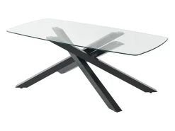 Mesa de comedor para 8 personas en vidrio templado y metal negro - Transparente - METRILIA