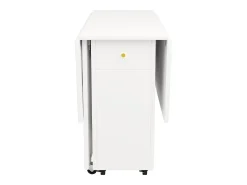 Mesa de comedor plegable 120x75x75 cm - con espacio de almacenamiento - 2 cajones - ruedas bloqueables - blanco