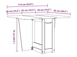 Mesa de comedor plegable mariposa Corona madera pino marrón