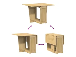 Mesa de comedor plegable mariposa Corona madera pino marrón