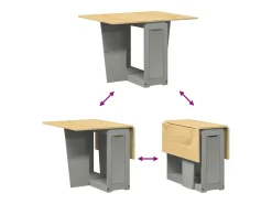 Mesa de comedor plegable mariposa Corona madera maciza gris