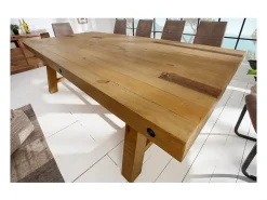 Mesa de comedor RANCHO – Madera de pino reciclado barnizado – 240 cm – Estilo rústico
