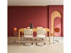 Mesa de comedor rectangular en madera de 6 plazas natural