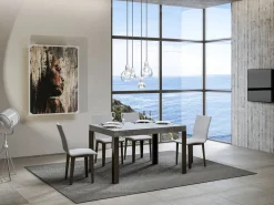 Mesa de comedor rectangular Liva 130 cm gris hormigón con patas de metal gris oscuro