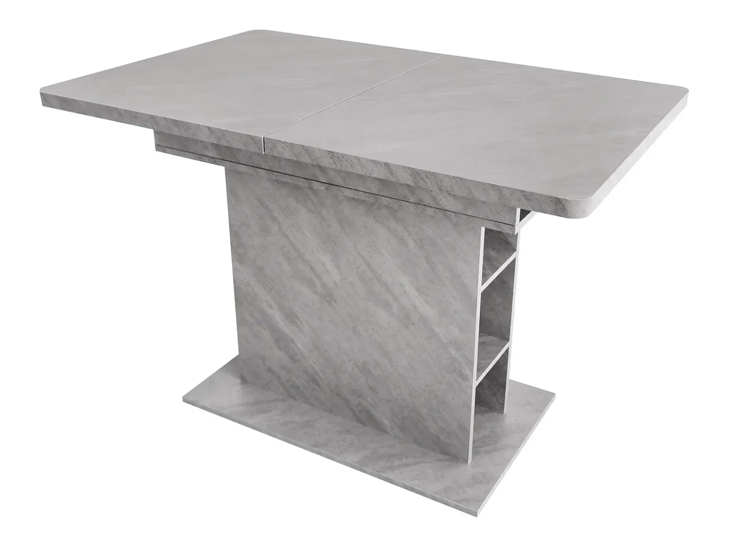 Mesa de comedor rectangular - Mesa de comedor gris con almacenaje y tablero regulable - para comedor y salón