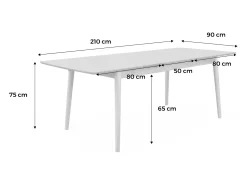 Mesa de comedor rectangular extensible de 6-8 plazas natural
