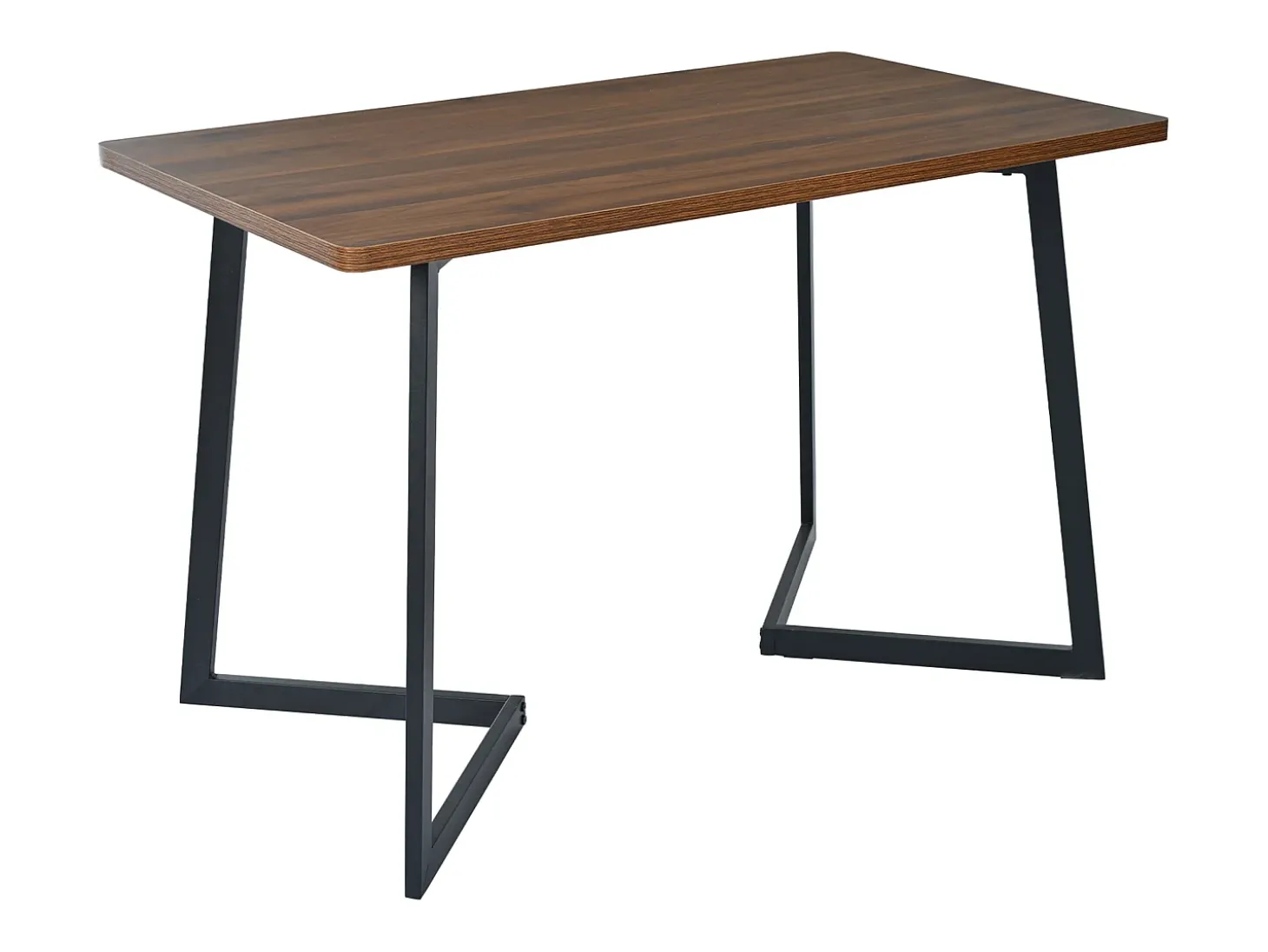 Mesa de comedor rectangular de MDF con patas de metal negro, madera de nogal, (117x68x75 cm)