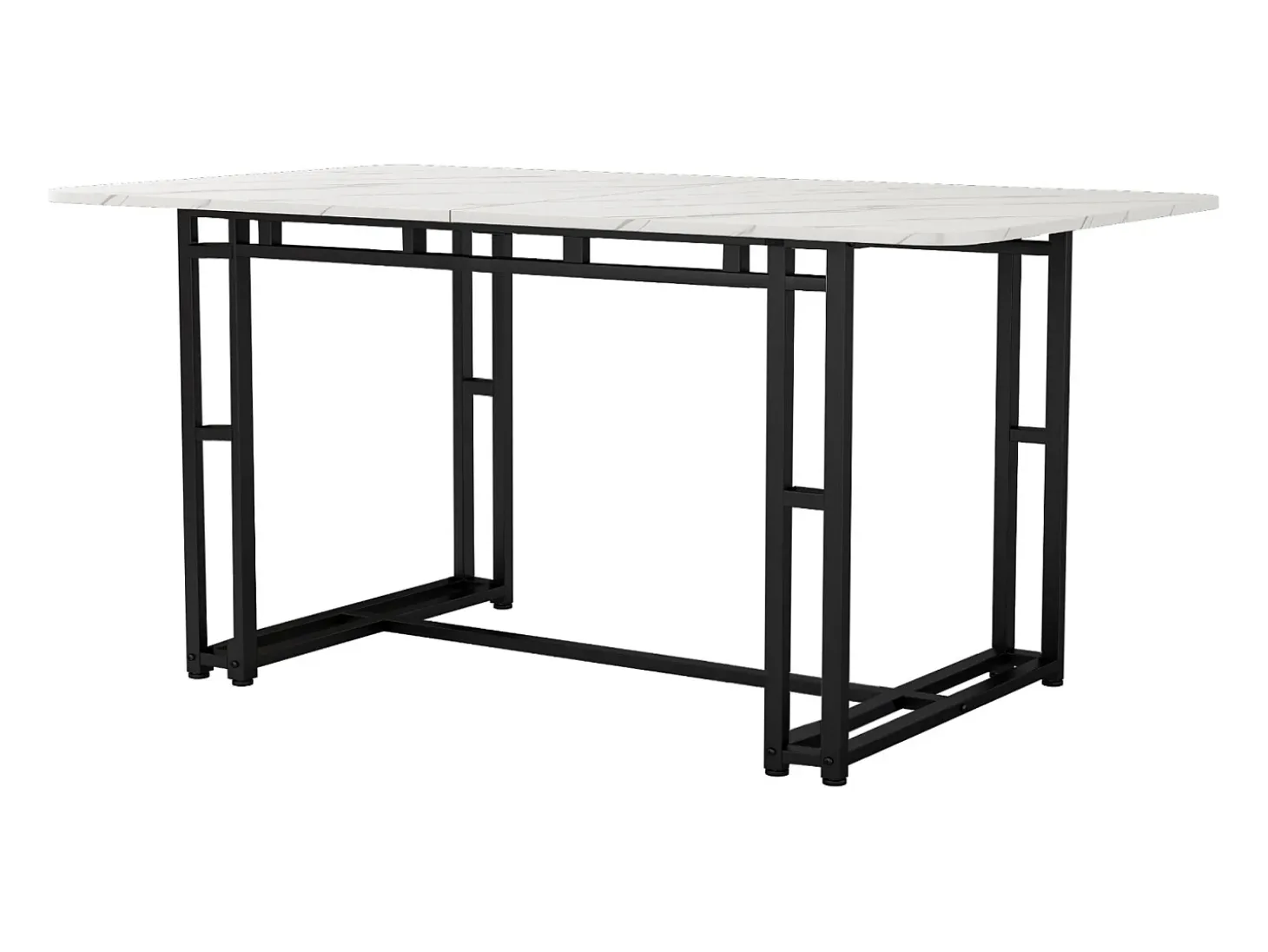Mesa de comedor rectangular de 120 x 70 cm, estilo lujoso, con marco de metal y superficie de mármol para comedor y sala de estar, patas de mesa negras
