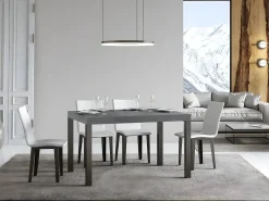 Mesa de comedor rectangular Evy 180 cm de hormigón gris y metal antracita