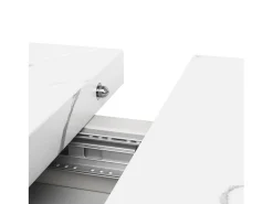 Mesa de comedor rectangular extensible para 4-6 personas, tapa chapada en mármol blanco con patas en forma de X - 118/157x75x76,4cm