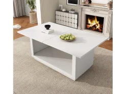 Mesa de comedor rectangular extensible 140/180 x 70 cm, blanca – Para 4 a 6 personas