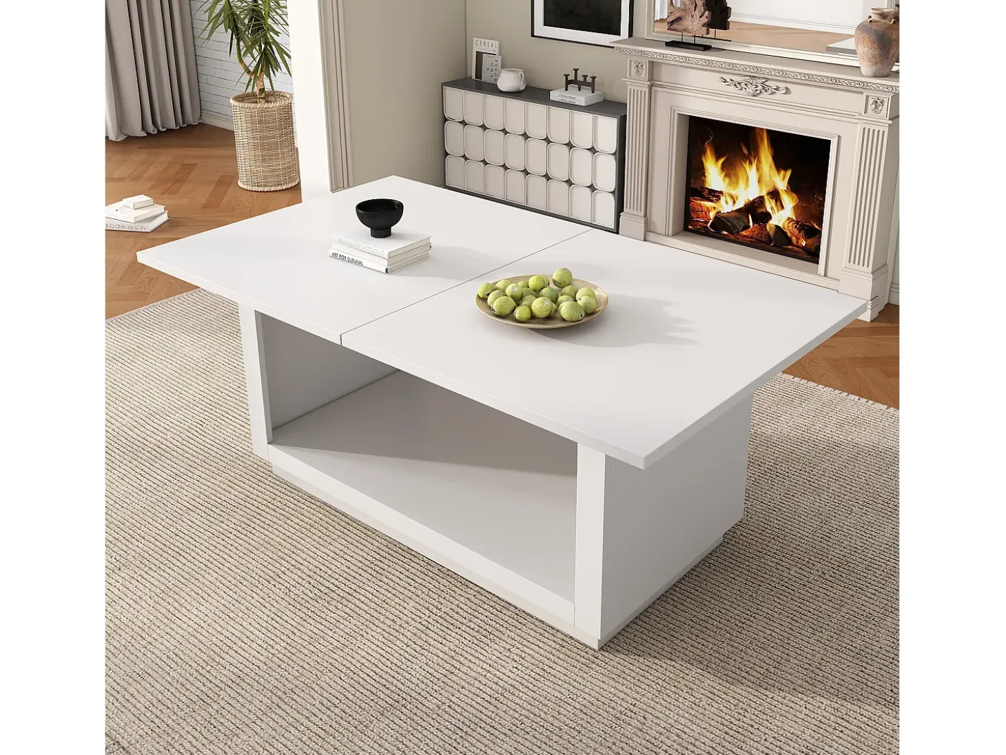 Mesa de comedor rectangular extensible 140/180 x 70 cm, blanca – Para 4 a 6 personas