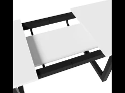Mesa de comedor rectangular - con tablero retráctil blanco - patas de metal negro - para comedor y sala de estar