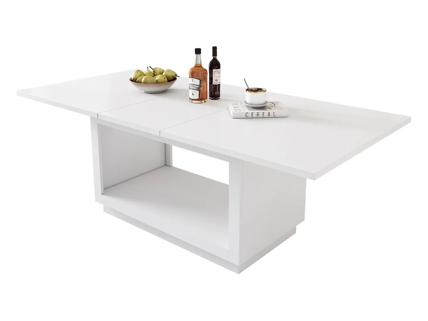 Mesa de comedor rectangular extensible para 6-8 personas en MDF blanco - 140/180x70x76,5cm