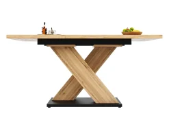 Mesa de comedor rectangular - Mesa de comedor con patas en forma de X y tablero de madera - retráctil - para cocina y sala de estar