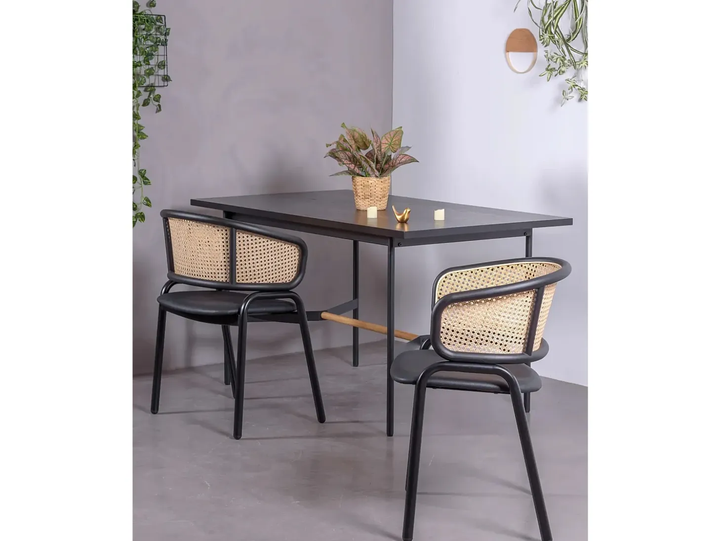 Mesa de comedor rectangular en madera de roble (140x80) - Blackstorm - Negro