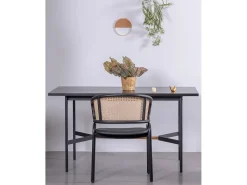 Mesa de comedor rectangular en madera de roble (140x80) - Blackstorm - Negro