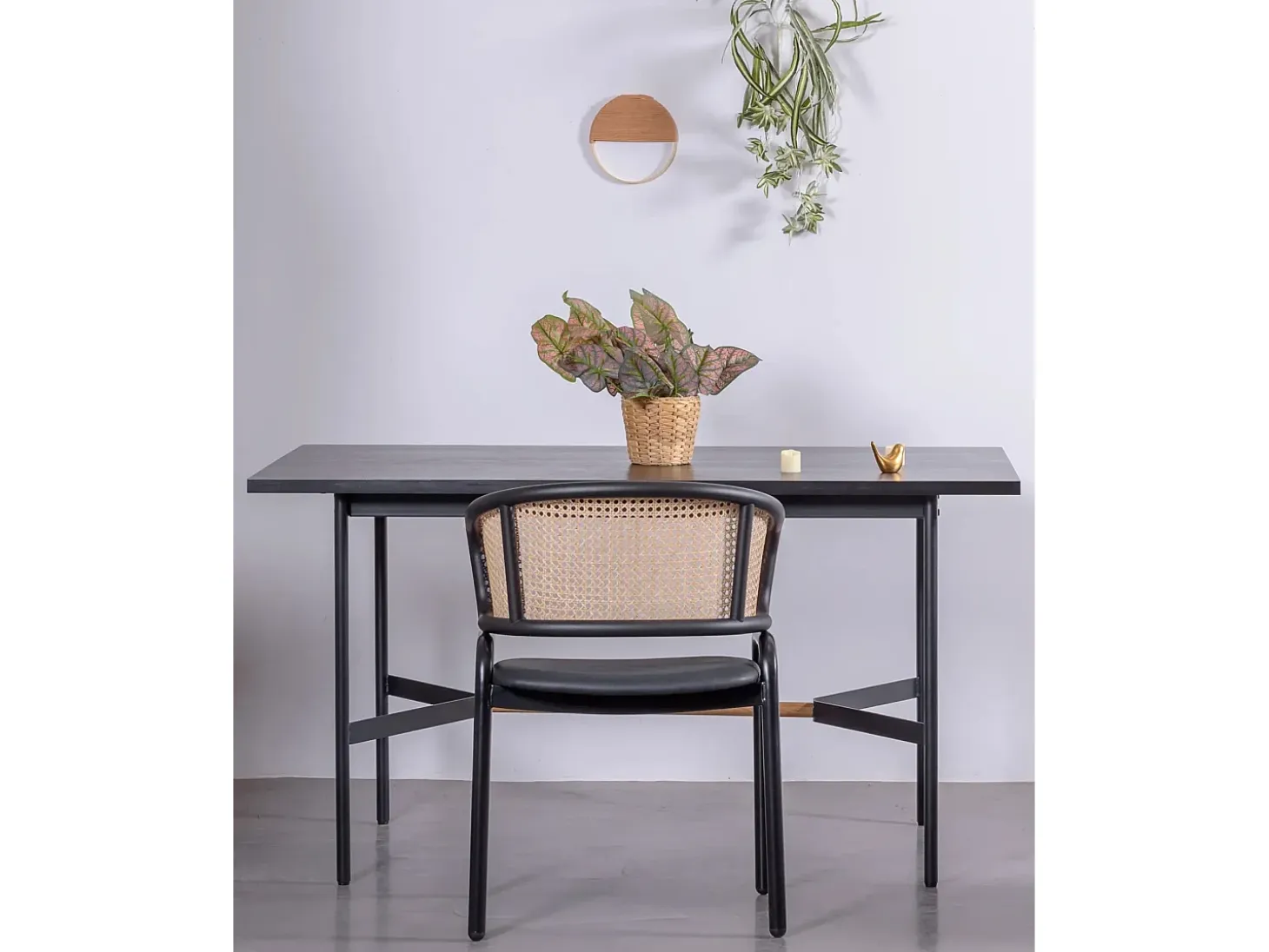 Mesa de comedor rectangular en madera de roble (140x80) - Blackstorm - Negro