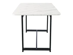 Mesa de comedor rectangular de 120 x 70 cm - patas negras y estructura metálica - tablero de MDF blanco
