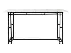 Mesa de comedor rectangular de 120 x 70 cm - patas negras y estructura metálica - tablero de MDF blanco
