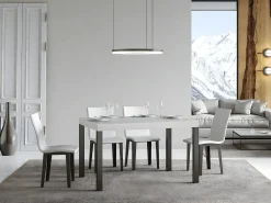 Mesa de comedor rectangular Evy de fresno blanco y metal antracita 180 cm
