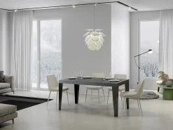 Mesa de comedor rectangular Faye 180 cm de hormigón gris con patas de metal antracita