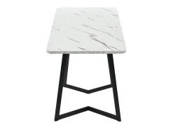 Mesa de comedor rectangular para 4 a 6 cubiertos con diseño de mármol - madera MDF + patas de metal - blanco y negro