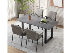 Mesa de comedor rectangular de estilo industrial - Hierro simple moderno, gris