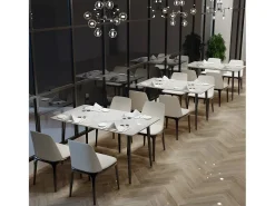 Mesa de comedor rectangular para 6 personas - mesa de cocina con efecto mármol 120x70cm 120x70x76cm