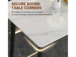 Mesa de comedor rectangular para 6 personas - mesa de cocina con efecto mármol 120x70cm 120x70x76cm