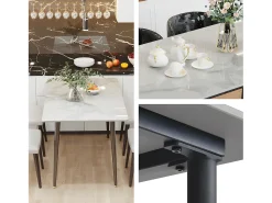 Mesa de comedor rectangular para 6 personas - mesa de cocina con efecto mármol 120x70cm 120x70x76cm