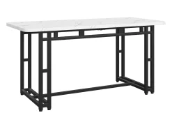Mesa de comedor rectangular de 140 x 80 cm - patas negras y estructura metálica - tablero de MDF blanco