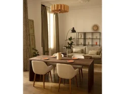 Mesa de comedor rectangular de madera de abeto maciza Decowood en tono nogal de 160x75cm - TELVA - DECOWOOD