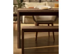 Mesa de comedor rectangular de madera de abeto maciza Decowood en tono nogal de 160x75cm - TELVA - DECOWOOD