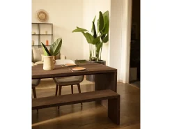 Mesa de comedor rectangular de madera de abeto maciza Decowood en tono nogal de 160x75cm - TELVA - DECOWOOD