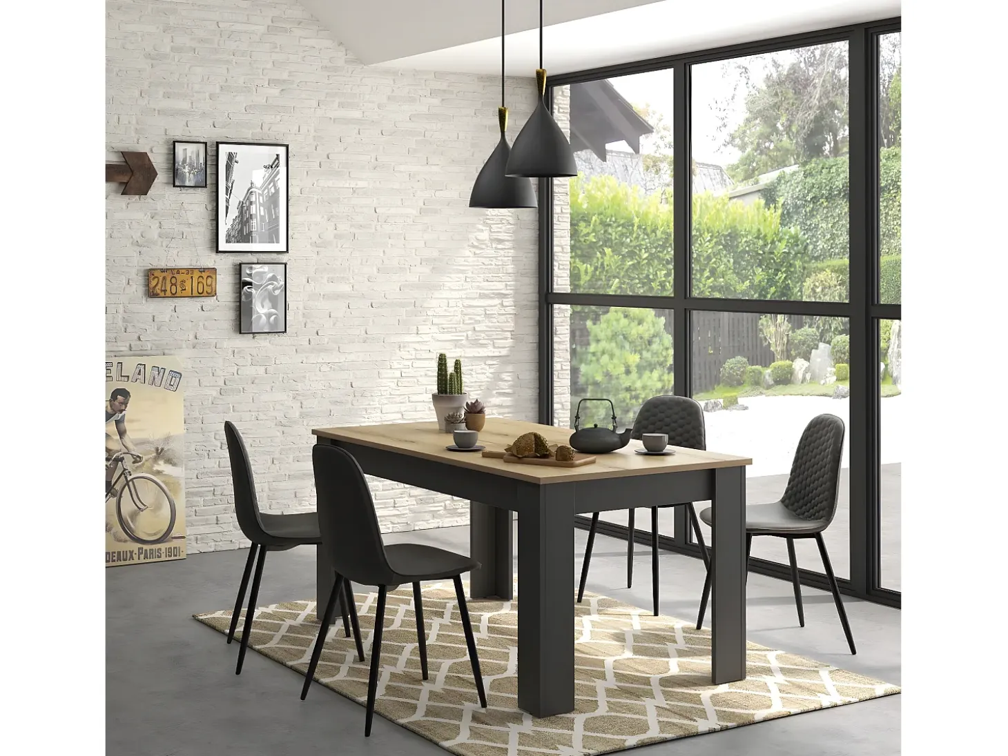 Mesa de comedor rectangular extensible Manchester - Fabricación francesa