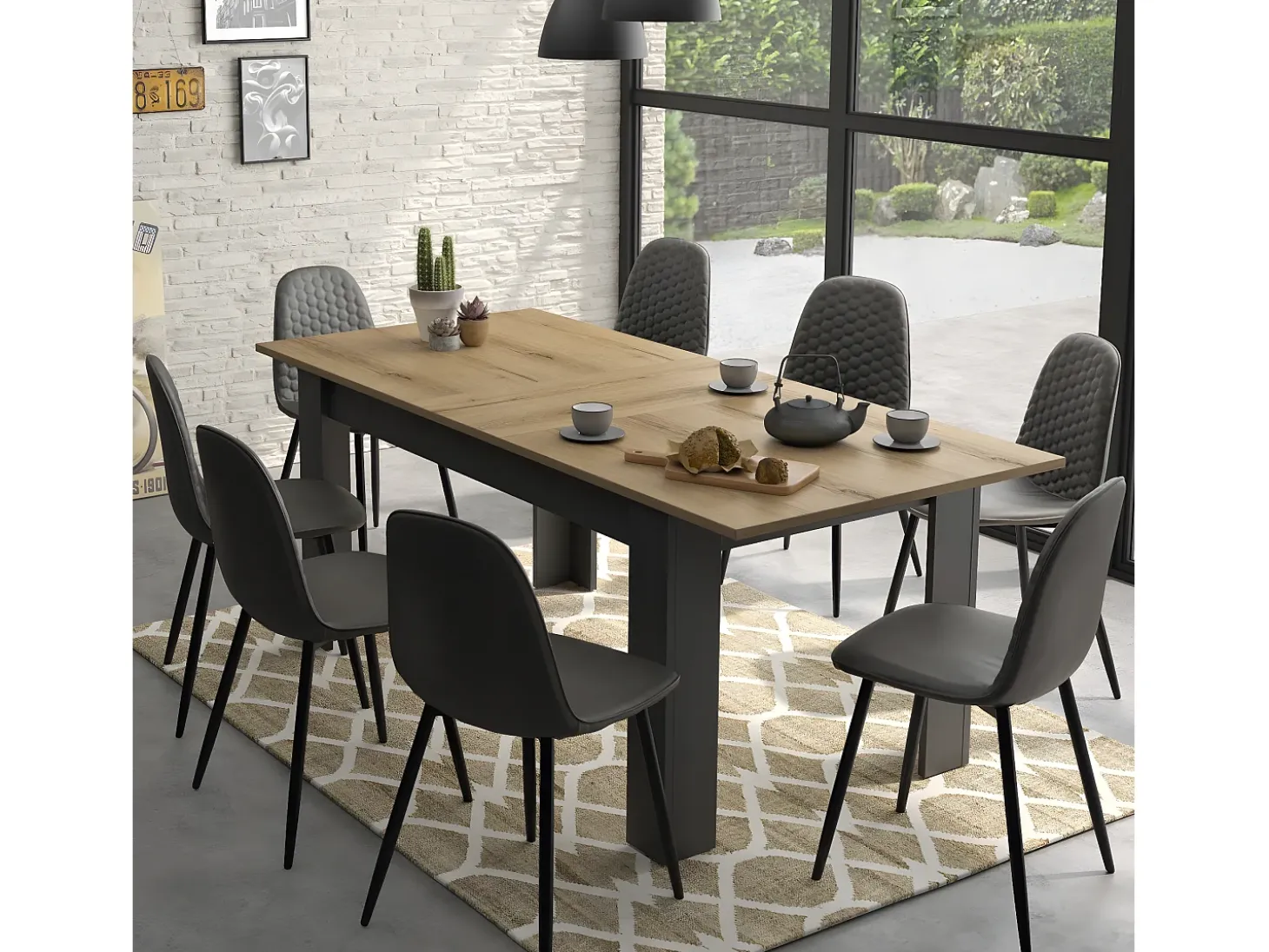 Mesa de comedor rectangular extensible Manchester - Fabricación francesa