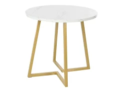 Mesa de comedor redonda - estructura de metal - chapa de mármol - Blanco y Oro