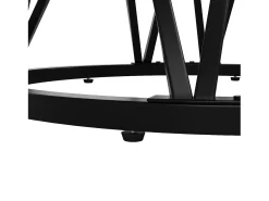 Mesa de comedor redonda - 4 personas - Chapado con diseño de mármol - Estructura de metal - MDF - Blanco y Negro