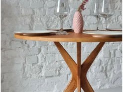 Mesa de comedor redonda 90 cm Jubi fresno teñido roble